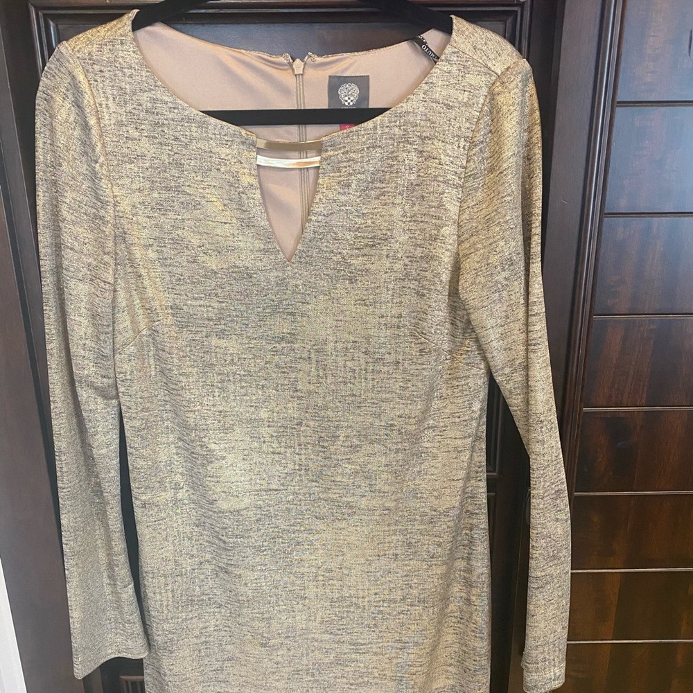Sz. 6 Gold and Black Knee Length Dress